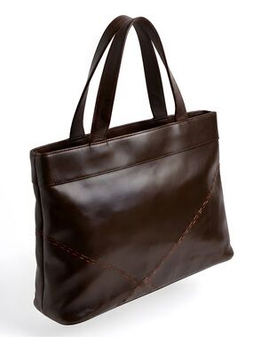 Max New York Brown Leather purse  with Structured Design